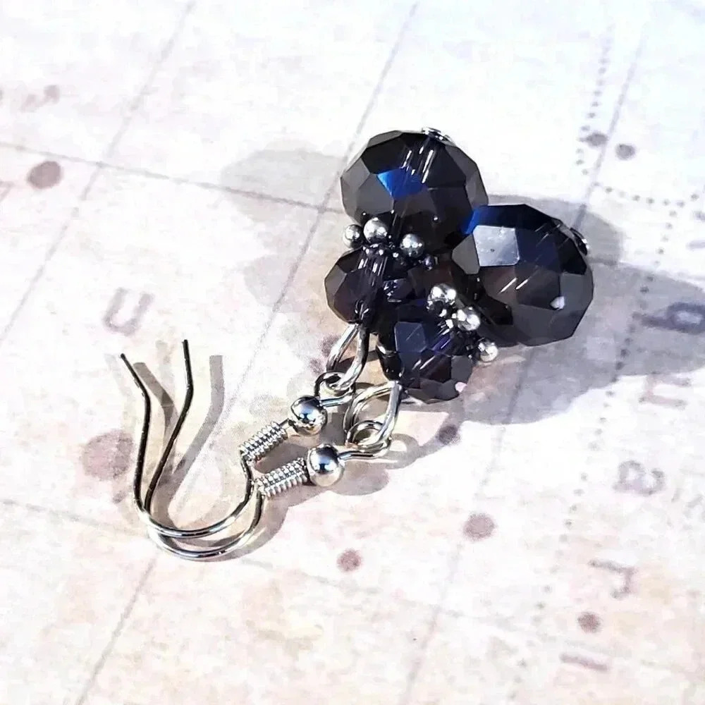 Vintage Faceted Deep Purple Crystal Rondelle Silver Plated Bali Style Daisy Bead